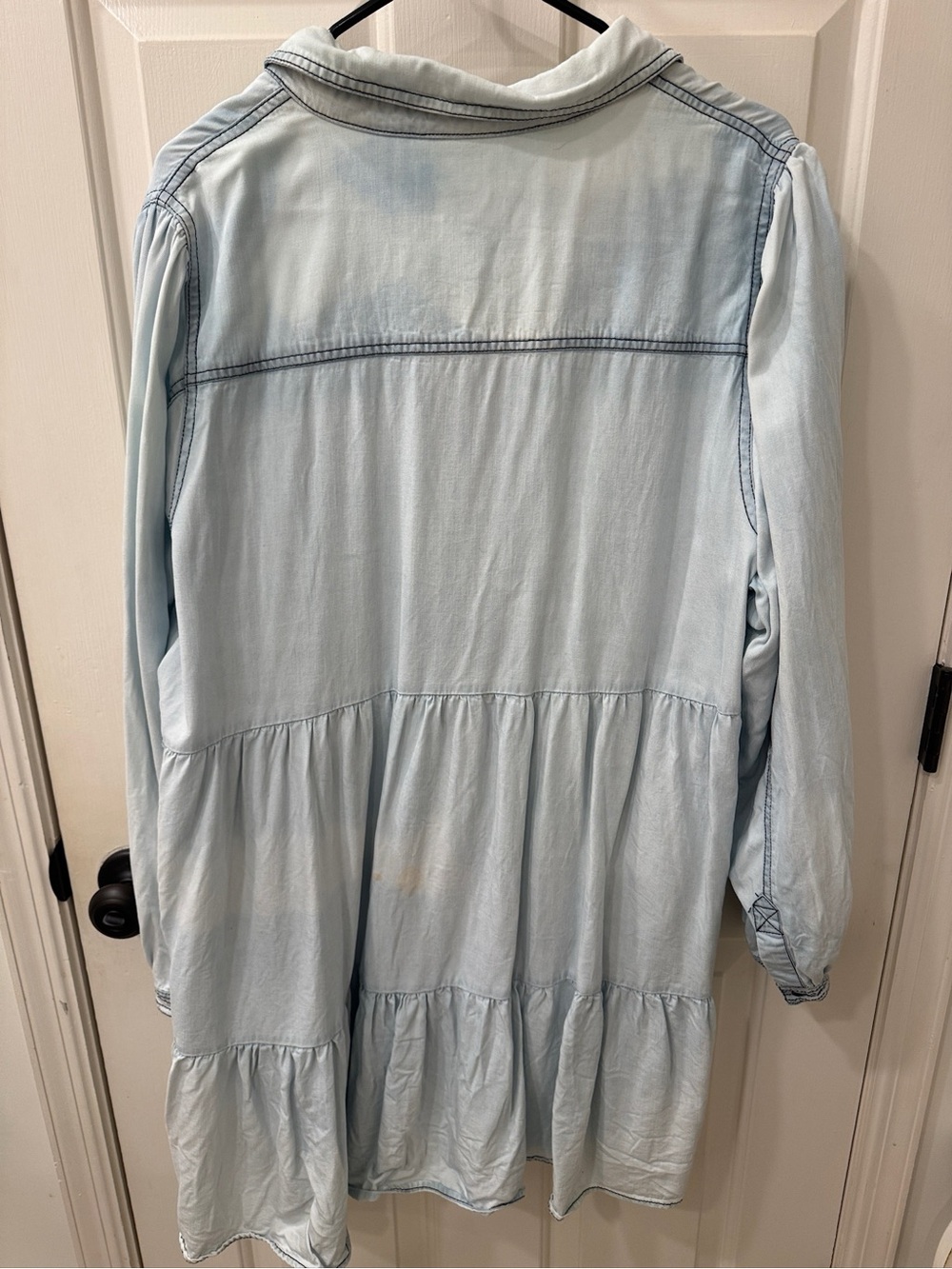 Matilda Jane Light Denim Button-Front Tunic with Plaid Trim - Picture 3 of 3